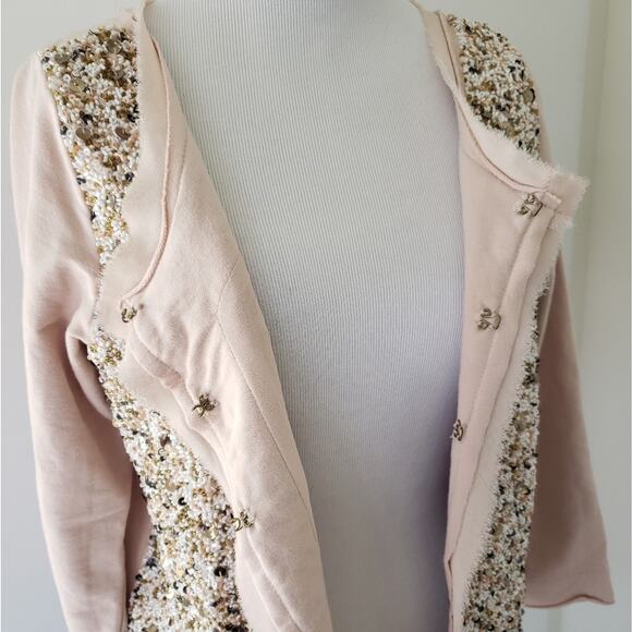 Anthropologie Postmark Paillette Sequin Embellished Cardigan Pink Women Small - Picture 6 of 8